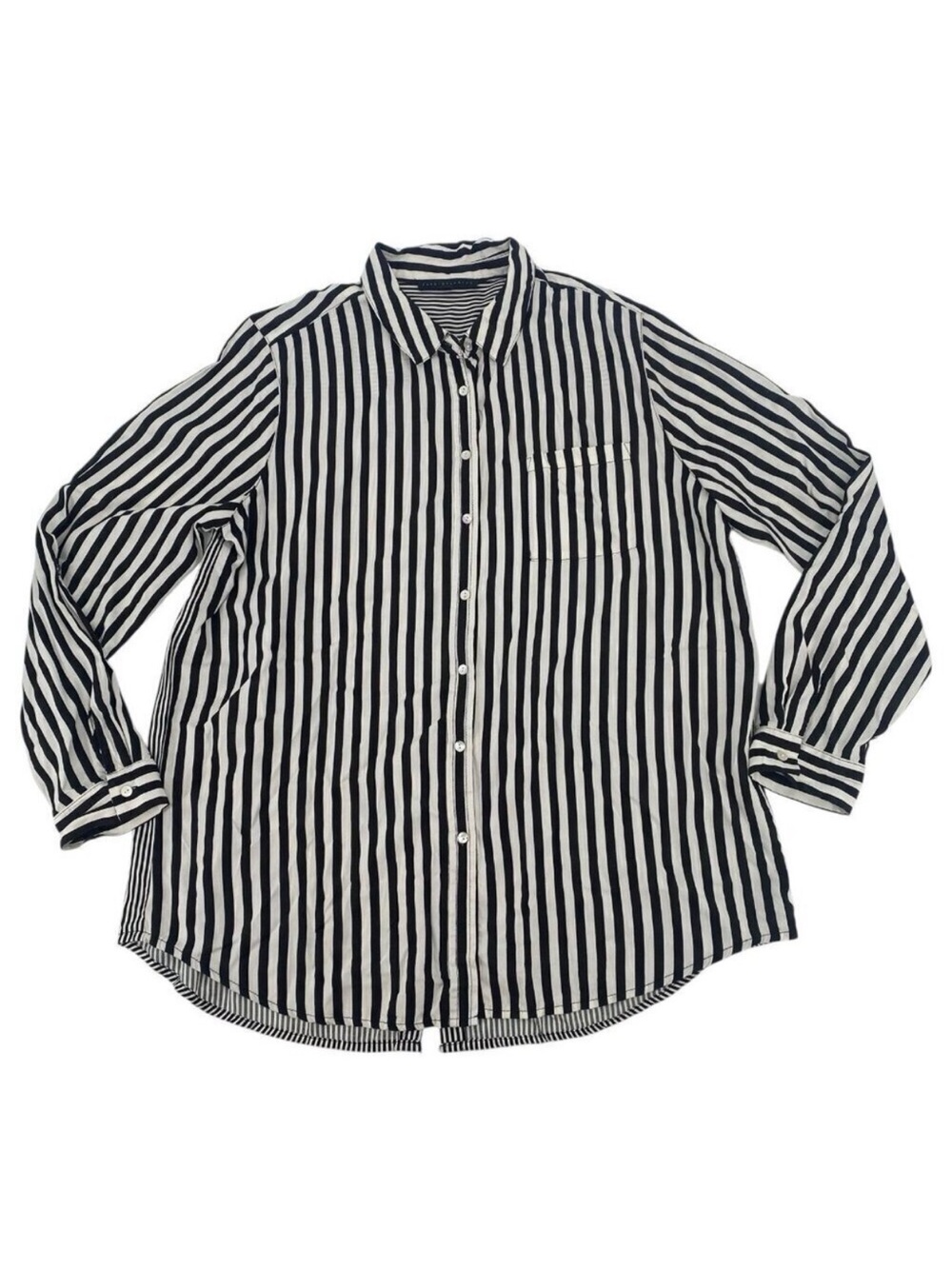 Jane Delancey Women’s XL Striped 100% Rayon Long Sleeve Button Up Shirt RELAXED
